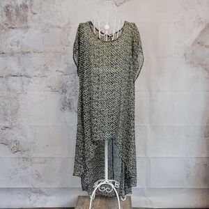 Cha Cha Vente High Low Dress Sheer Abstract Print Womens Size 2X